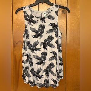 Old Navy Black and White Palm Print Tank Top